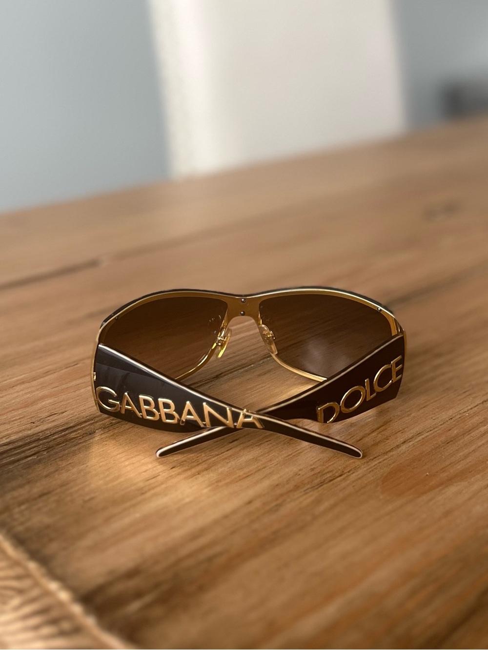 Vintage Dolce & Gabbana Gold Animal Brown Sunglasses
